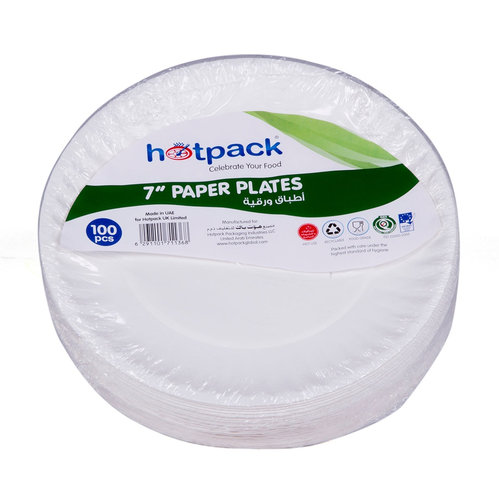 Disposable Plate Paper Hotpack 7"