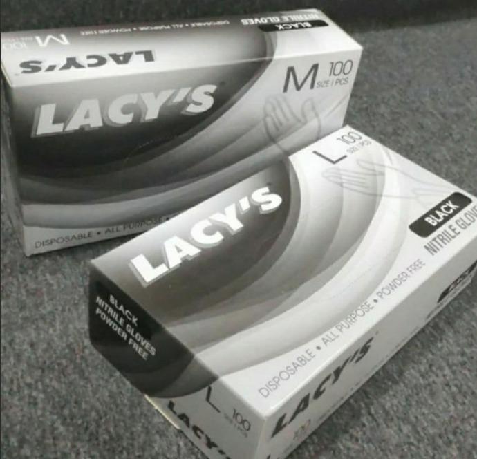Lacys Gloves Nitrile Glove Black 100's M