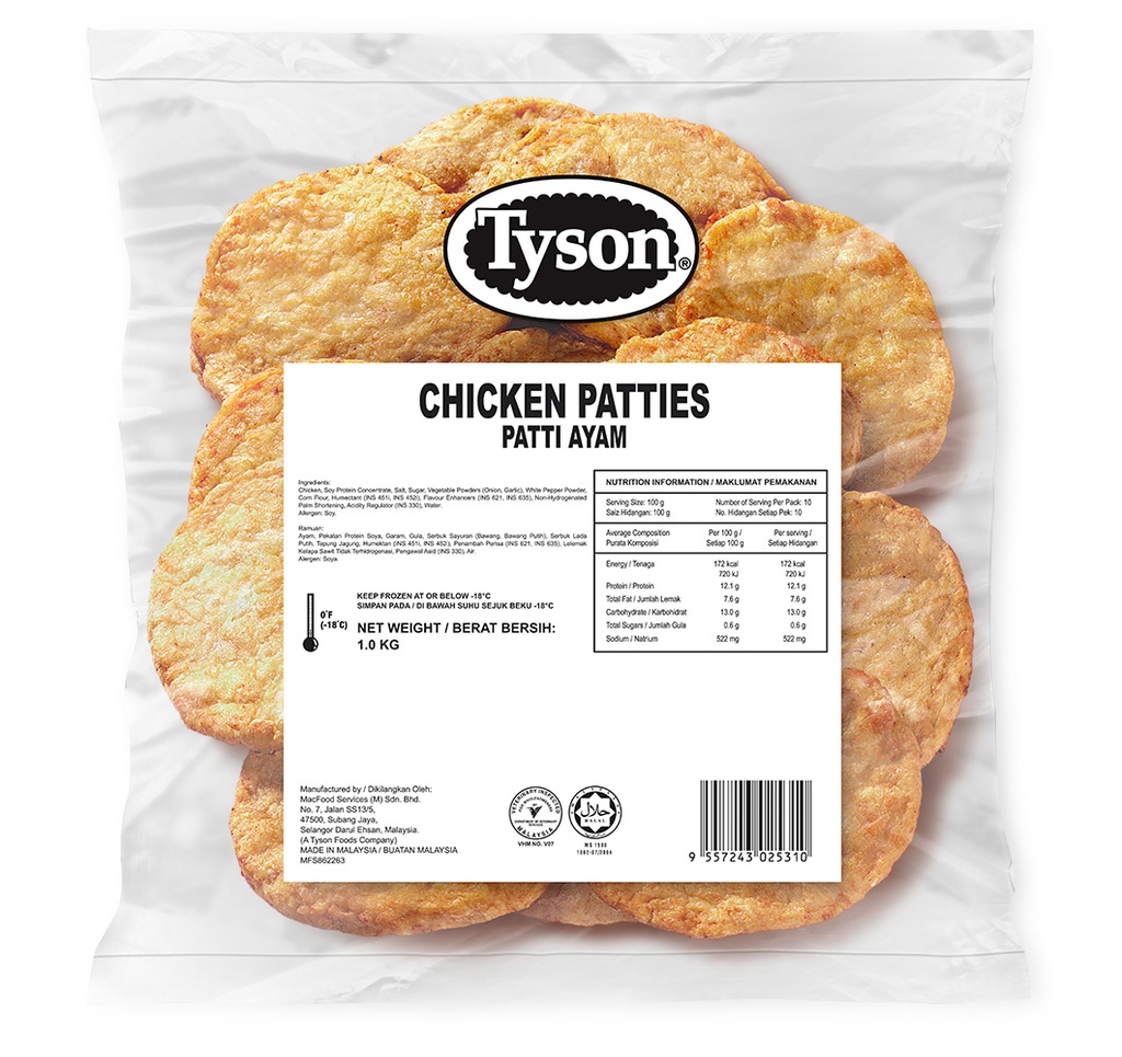 Tyson Chicken 1Kg Tempura Patties