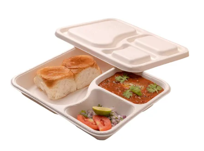 [609026] Food Parcel Paper Tray 3 Section