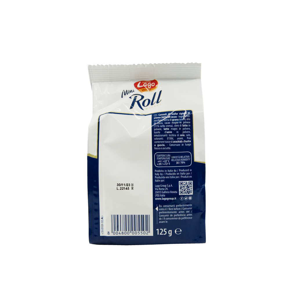 Lago Mini Roll Wafer Cocoa 125g