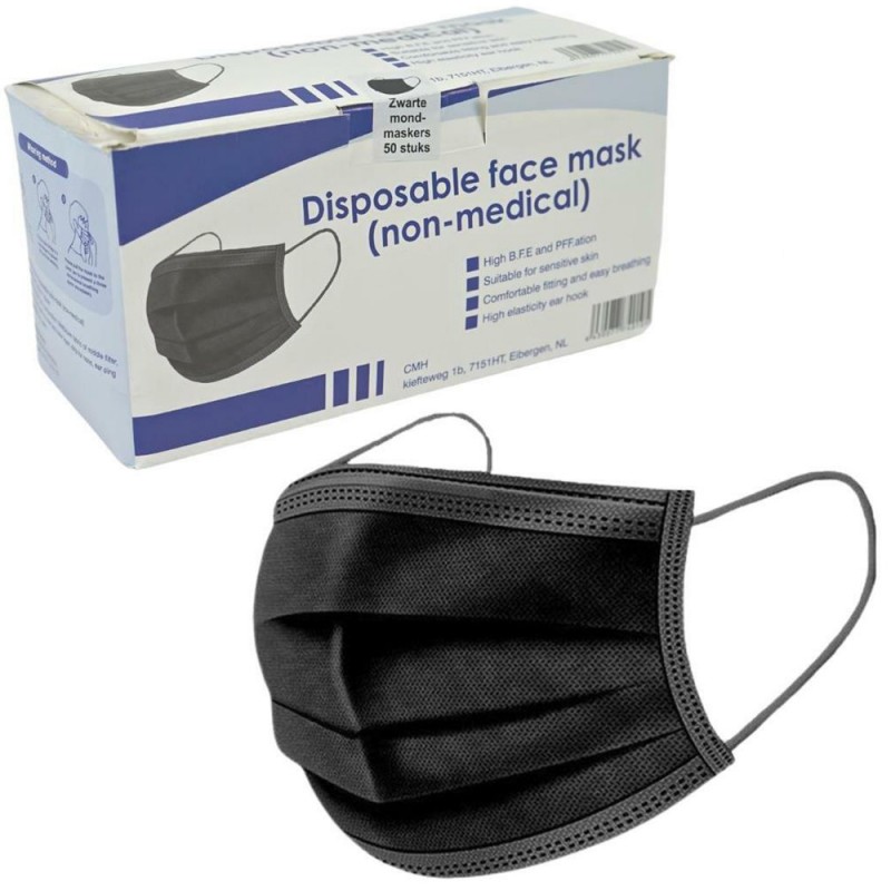 Disposable Face Mask Adult Black Pcs