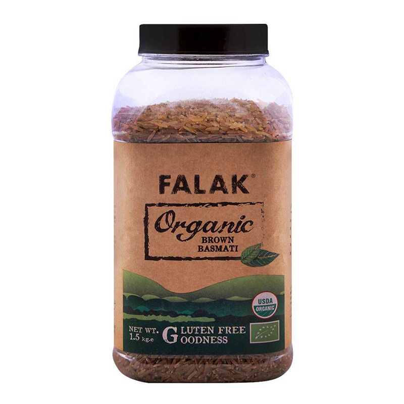 Falak Basmathi Rice Organic Brown Jar 1.5kg