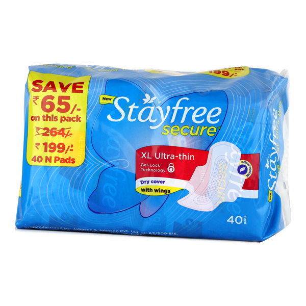 Stayfree Secure Ultra Thin Wings XL 40's