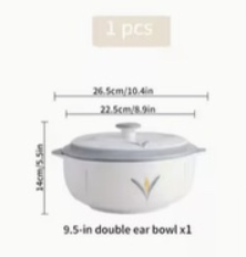 Ceramic Soup Bowl with Lid 9inch French