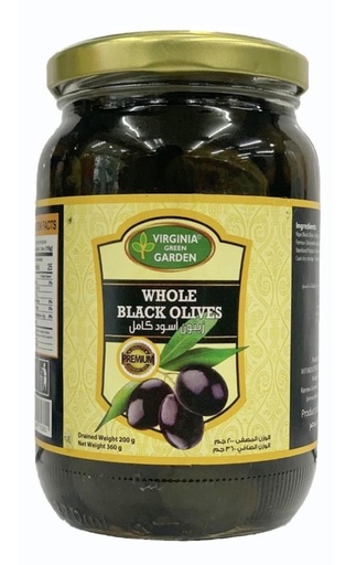 [308211] Virginia GG Black Olives Whole G Jar 360g