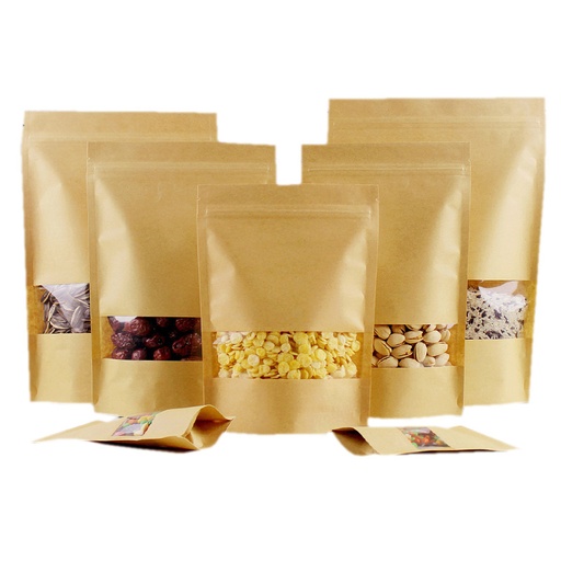 [609100] Zip Lock Kraft paper bag Brown 18*26cm