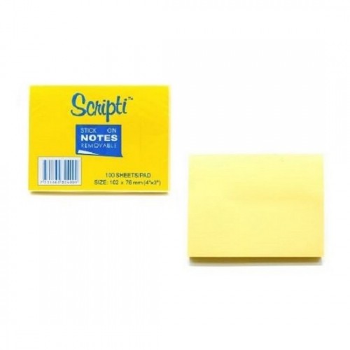 [8887066665433] Scripti Stick on Notes Yellow (M) 100's