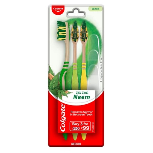 [535276] Colgate Toothbrush Zig zag Neem Medium 3's
