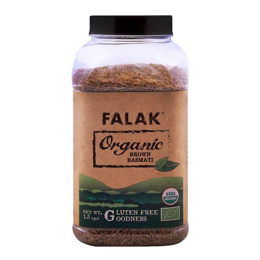 [8961100094332] Falak Basmathi Rice Organic Brown Jar 1.5kg