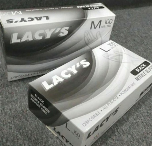 [606012] Lacys Gloves Nitrile Glove Black 100's M