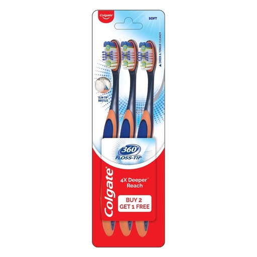 [535360] Colgate Toothbrush 360 Floss Tip M 3's