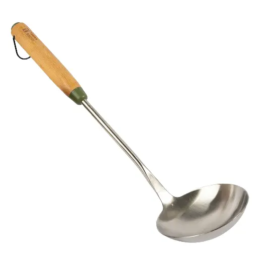 [524094] Spoon Cuttlery - Stainless Pcs - Wooden Handle